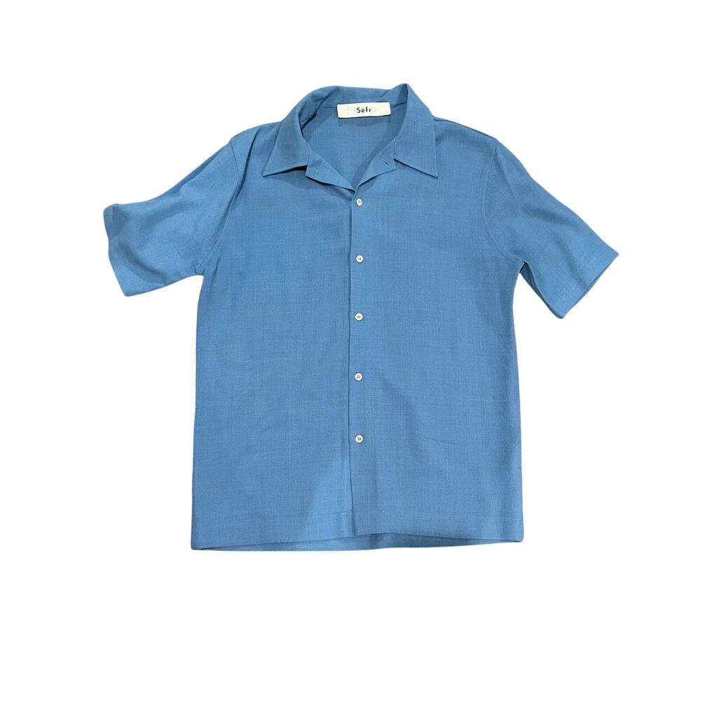 Séfr Men Blue Button Down Shirt Size Medium